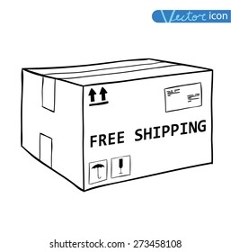   Free shipping box. Vector illustration