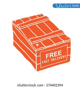   Free shipping box. Vector illustration