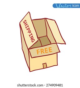   Free shipping box. Vector illustration