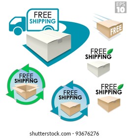 Free shipping boxes, truck delivery with package, eco friendly box