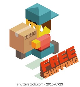 free shipping boy. vector illustration