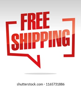 Free shipping in brackets speech red white isolated sticker icon