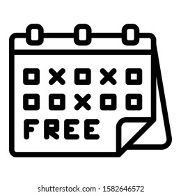 Free shipping calendar icon. Outline free shipping calendar vector icon for web design isolated on white background