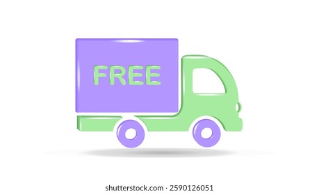 Free shipping car. Isolated illustration on a white background. Simple, minimalistic style. 3d effect. The EPS10 vector.