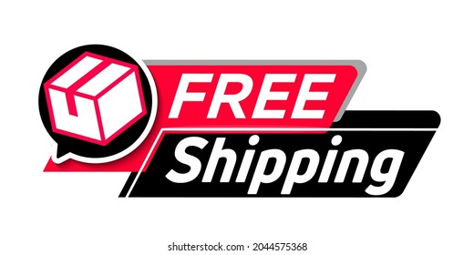 Free shipping. Cardboard box icon. Delivery for online order in online store with e-commerce text icon with free shipping service logo.
