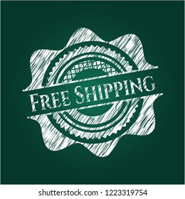 Free Shipping chalkboard emblem written on a blackboard