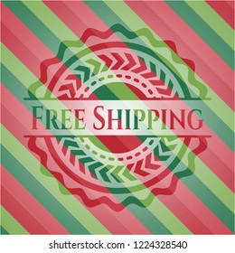 Free Shipping christmas colors style badge.