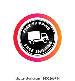free shipping circle glossy button. free shipping label,badge.