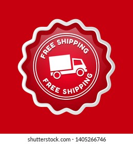 free shipping circle glossy button. free shipping label,badge.