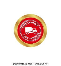 free shipping circle glossy button. free shipping label,badge.