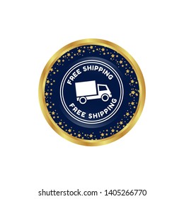 free shipping circle glossy button. free shipping label,badge.