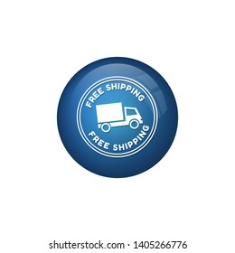 free shipping circle glossy button. free shipping label,badge.