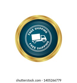 free shipping circle glossy button. free shipping label,badge.