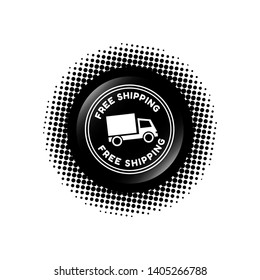 free shipping circle glossy button. free shipping label,badge.