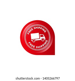 free shipping circle glossy button. free shipping label,badge.