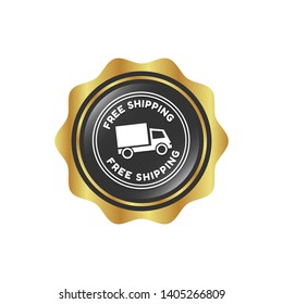 free shipping circle glossy button. free shipping label,badge.