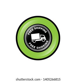 free shipping circle glossy button. free shipping label,badge.