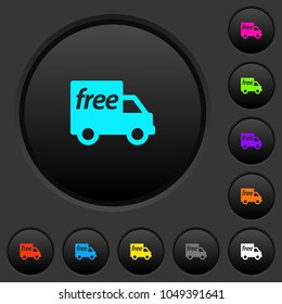 Free shipping dark push buttons with vivid color icons on dark grey background