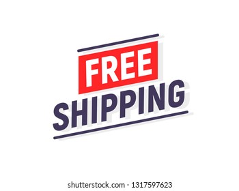 Free shipping delivery banner desig. Truck product shipping promotion typography.