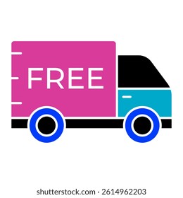 Free Shipping Delivery Icon. Logistics Truck with Free Text for E-Commerce