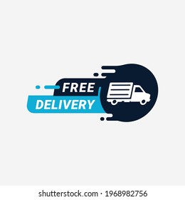 Free Shipping Delivery Service Logo Badge. Fast Time Delivery Order. Quick Shipping Delivery Icon