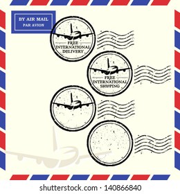 free shipping and free delivery stamp, also blank air mail stamp