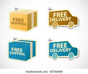 Free shipping and delivery stickers and badges