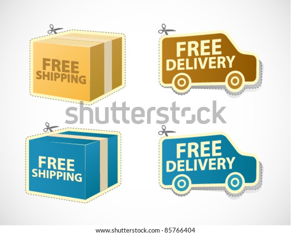Free shipping\
and delivery stickers and\
badges