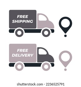 Free shipping delivery truck icon set. Delivery truck icon. Fast delivery