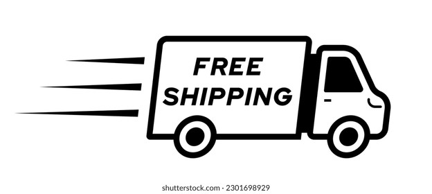 Free shipping delivery truck icon. Vector illustration