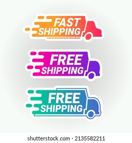 Free shipping delivery truck logo badge