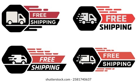 Free shipping delivery truck logo badge