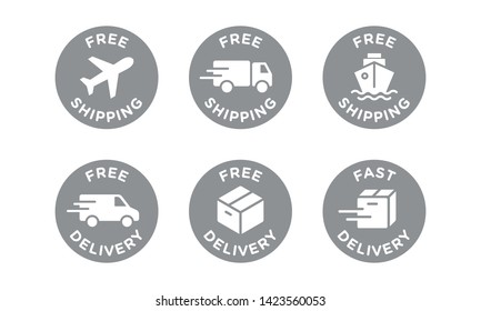 Free shipping, delivery vector icons set