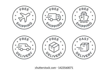 Free shipping, delivery vector icons set