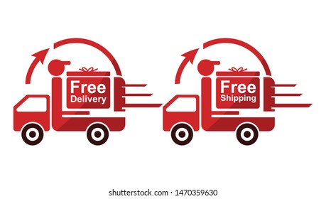 Free Shipping And Delivery Vector Logo With Van