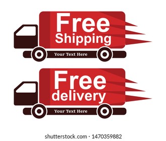 Free Shipping And Delivery Vector Logo With Truck