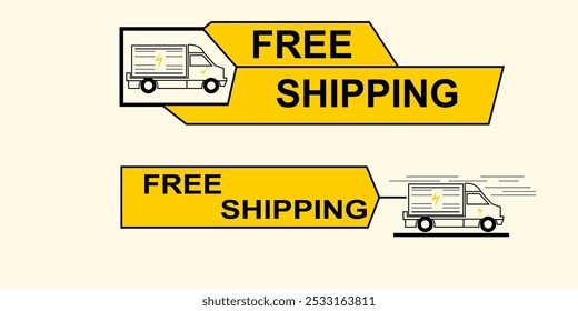 Free shipping design concept vector. Free shipping collection icon bar banner concept design vector. Free shipping delivery bar, bannner for business shipping promotion discount concept.