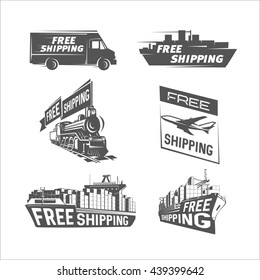 Free shipping design template. Shipping and international cargo shipping. Vector  image.