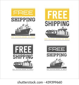 Free shipping design template. Shipping and international cargo shipping. Vector  image.