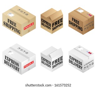 Free shipping and express delivery cardboard box vectors 