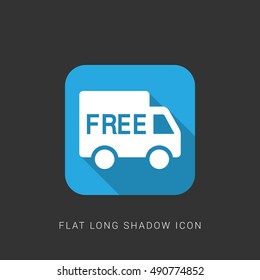 Free Shipping Flat blue long shadow Icon / Logo Design