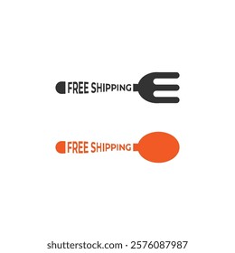 Free shipping fork and spoon logo and trust badge icon. Free shipping of fork and spoon isolated on white background.