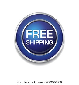 Free Shipping Glossy Shiny Circular Vector Button