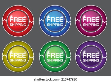  Free Shipping Glossy Shiny Circular Vector Button