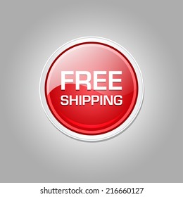 Free Shipping Glossy Shiny Circular Vector Button
