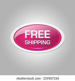 Free Shipping Glossy Shiny Elliptical Vector Button Icon Set