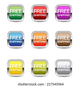 Free Shipping Glossy Shiny Square Vector Button
