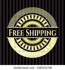 Free Shipping gold badge. Vector Illustration. Detailed.