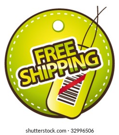 Free shipping green label vector illustration