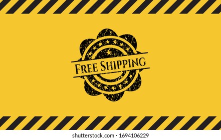 Free Shipping grunge warning sign emblem. Vector Illustration. Detailed.